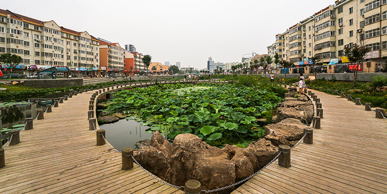 An ADB-funded project helped transformed the Jiashuyuan area into a place of interest. Photo credit: Jiaozhou Project Management Office.