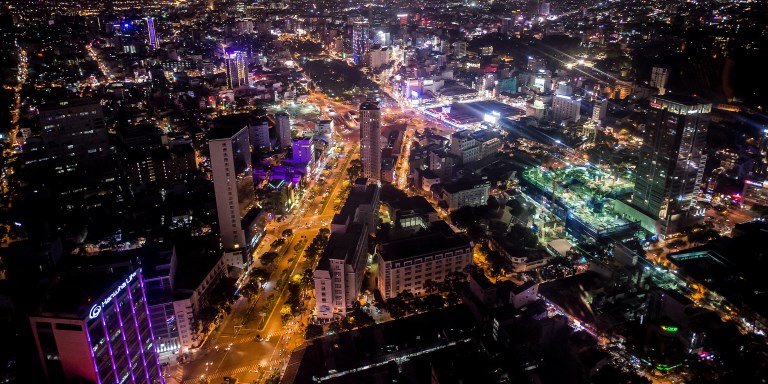 An overlooking view of the Ho Chi Minh City, Viet Nam at night. Photo credit: ADB.