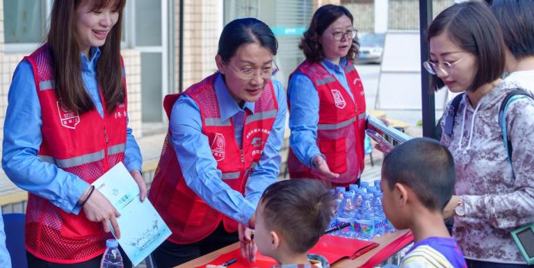 Women led community education activities on water safety, sanitation, and smart water technologies. Photo credit: Shenzhen Water Group.