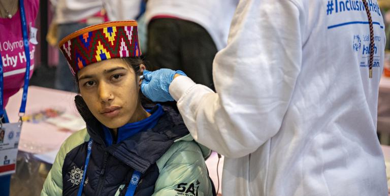 Special Olympics Bharat (India) athlete Riya undergoes complimentary health screening. Photo credit: Special Olympics Asia Pacific (2025).