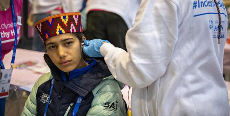 Special Olympics Bharat (India) athlete Riya undergoes complimentary health screening. Photo credit: Special Olympics Asia Pacific (2025).